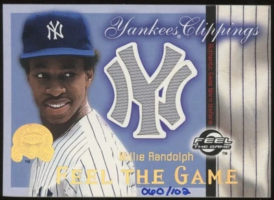 2000 Fleer Greats Willie Randolph Yankees Clippings Feel The Game /102 Relic USA - Image 1 of 3