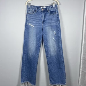 MICA Jeans Women's 27 Wide Leg High Rise Raw Hem Jeans Distressed MDP-W180LT - Picture 1 of 7