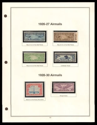 US 1926 # C7-C12 MINT Air Mail Stamps w/ LINDBERGH SPIRIT OF ST LOUIS in Mounts - Image 1 of 4