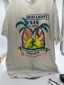 T-shirt vintage Bud Light uomo grande USTS San Diego Triathlon. 1982-1990. Usato. - Foto 1 di 6