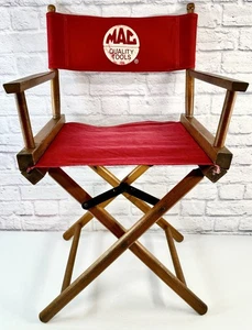 *A* Vintage Mac Quality Tools Wood Directors Chair Red Canvas 34” Wooden - Picture 1 of 10