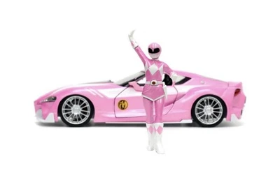 Coche diecast Toyota FT-1 Concept rosa escala 1/32 y Power Ranger rosa nuevo Foto 1 de 4