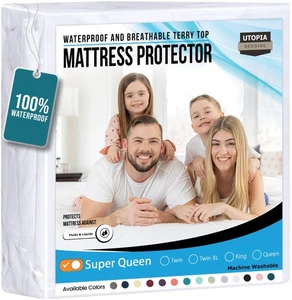 Protector de colchón impermeable tamaño super queen, funda de colchón de felpa premium... - Imagen 1 de 7