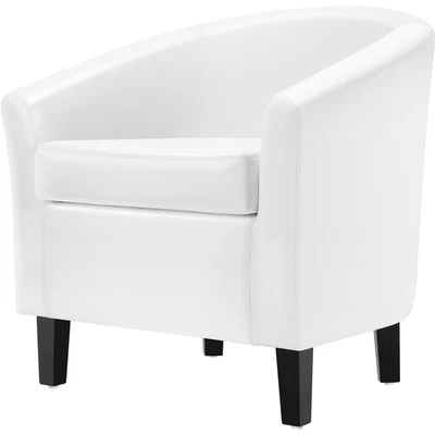 Кресло-акцент из искусственной кожи для гостиной, белое - Изображение 1 из 4