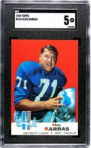 ALEX KARRAS 1969 TOPPS #123 DETROIT LIONS SGC 5 COLLEGE & PRO FOOTBALL HOF - Picture 1 of 2