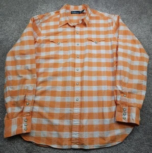 Polo Ralph Lauren Western Shirt Mens 2XL XXL Orange Checkered Plaid Pearl Snap  - Picture 1 of 17