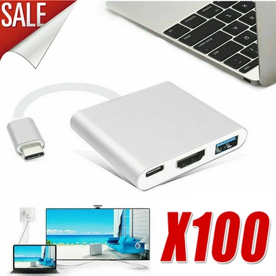 Lote de adaptador de cable convertidor USB tipo C a HDMI HDTV TV para teléfono tableta USB-C Foto 1 de 4