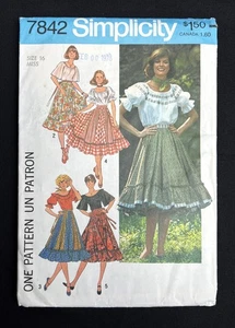 Simplicity 7842 Misses Blouse & Skirt Boho Style Retro 1976 Pattern sz 16 Uncut - Picture 1 of 2