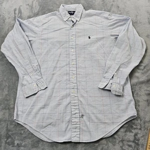 Polo Ralph Lauren Hemd Herren L blau Searsucker kariert Vintage Oxford Button Down - Bild 1 von 16