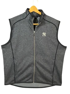 New York Yankees Cutter & Buck Mainsail Sweater Knit Mens XXL Zip Vest Charcoal - Picture 1 of 9