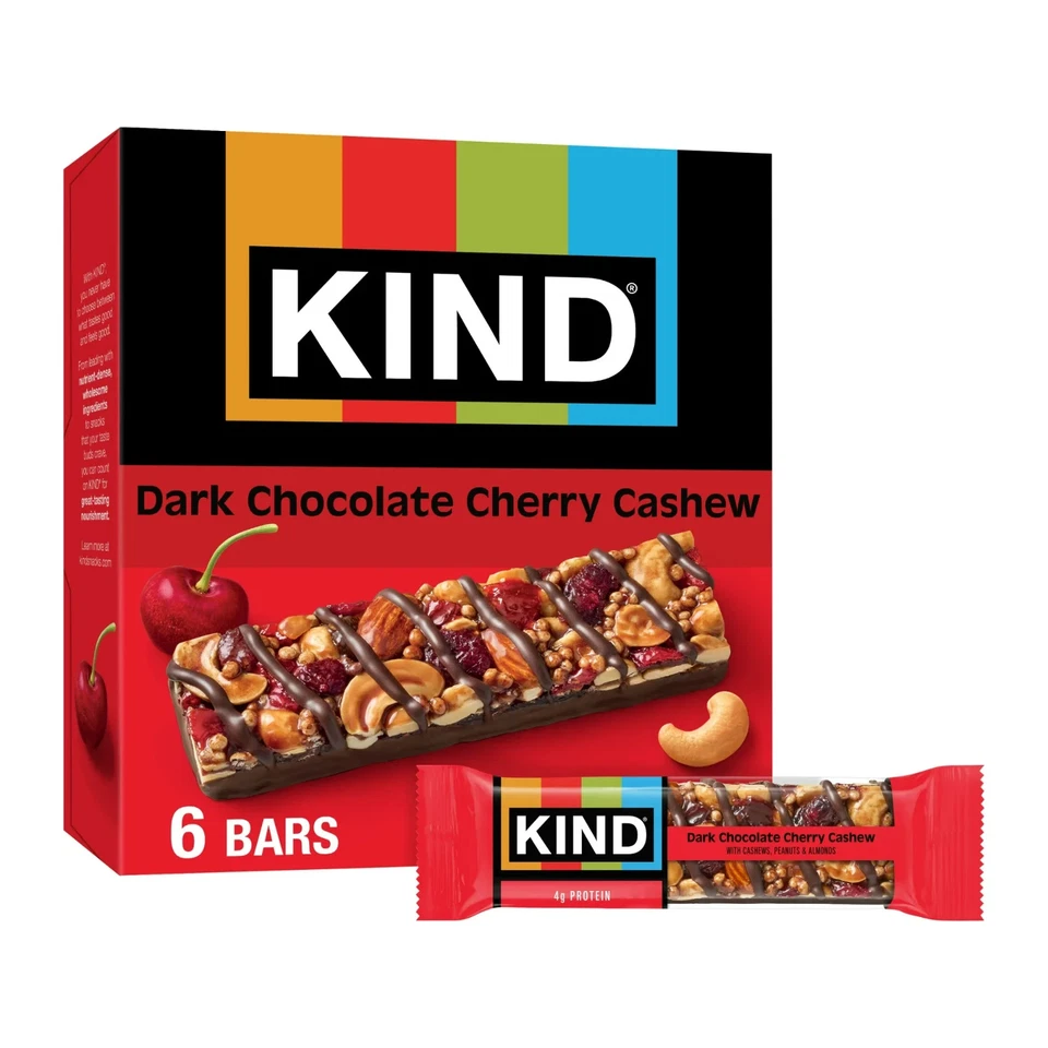 Barritas KIND, Anacardo Cereza Chocolate Oscuro + Antioxidantes, Sin Gluten, 1.4 Onzas Foto 1 de 1