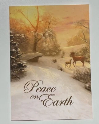 Marcas de C.R. Tarjetas navideñas Gibson clásicas adornadas 18 quilates melocotón en la tierra Foto 1 de 4