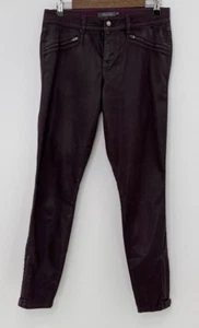 Level 99 Mid-Rise Coated Skinny Jeans Womens Burgundy Stretch 5 Pocket Sz 29 - Picture 1 of 13