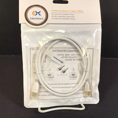 Cable Matters Gold Plated Mini Display Port Cable 3 ft NEW - Image 1 of 3