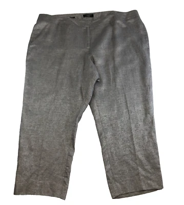 Pantalones de vestir recortados Talbots para mujer mezcla de lino firma talla 10 gris pierna recta Foto 1 de 4