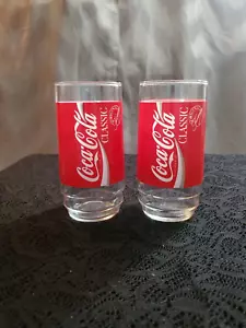 2er Set Vintage Coca-Cola Red Label Trinkgläser - 6" hoch - Bild 1 von 3