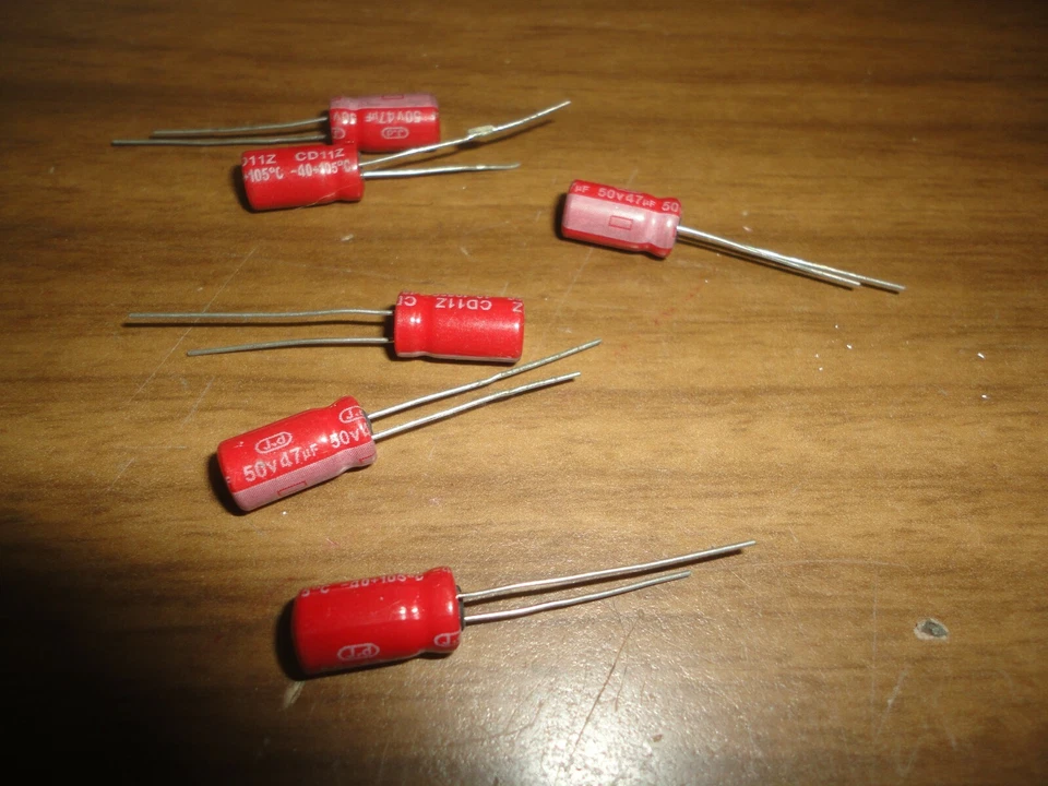 ELECTROLYTIC RADIAL CAPACITOR BY JD 105DEGREES 47MF50V (SET OF 6 CAPS)  - Image 1 of 1