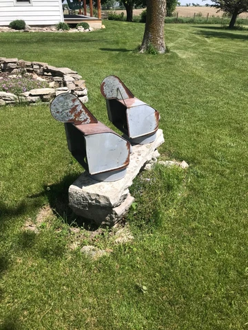 a pair of antique/vintage rotating roof vent cupola tops / rustic garden decor Cover