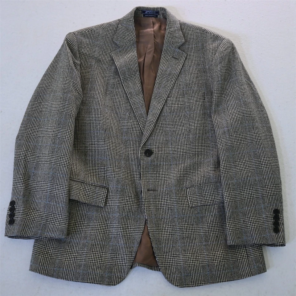 American Living 40с бежевый черный имбирь шелк шерсти чек блейзер куртка спортивное пальто - Изображение 1 из 4