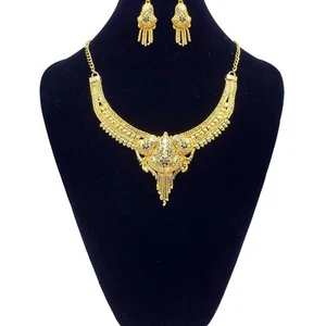 Collana indiana placcata oro Bollywood sposa matrimonio set gioielli etnici | 1730A - Foto 1 di 1