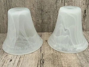 Pair Of Swirl White Smoke Frosted Glass Small Light Fixture Shade - Picture 1 of 10