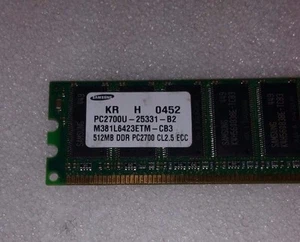 SAMSUNG 512MB DDR 64X8 PC2700 333MHZ 18CHIPS ECC UNBUFFER M381L6423ETM-CB3 - Picture 1 of 1