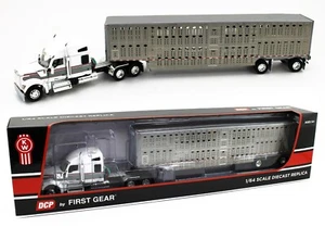 DCP 1:64 *WHITE & SILVER* Kenworth W990 High Roof & WILSON LIVESTOCK TRAILER NIB - Picture 1 of 8