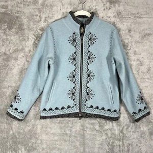Planet Earth Designs Jacket Womens Small Wool Blue Fairy Boho Hippie Cozy Classy - Imagen 1 de 18