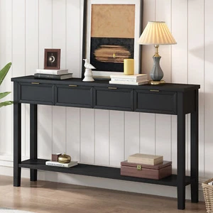 U_STYLE Contemporary High-Quality Entryway Console Table with 4 Spacious Drawer - Picture 1 of 11