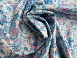 Lambskin leather hide Multicolor Victorian Floral Print on White smooth finish - Picture 1 of 7