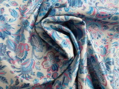 Lambskin leather hide Multicolor Victorian Floral Print on White smooth finish - Image 1 of 4