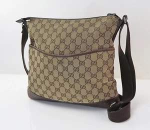 Autentica borsa a tracolla Gucci marrone GG tela e pelle borsa a tracolla #57494 - Foto 1 di 17