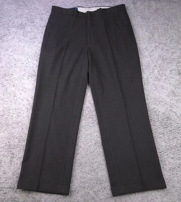 Polo Ralph Lauren Pants Men 35x28 Herringbone Cuffed Brown Stretch Viscose Blend - Image 1 of 4