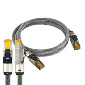 High-End Pure Silver Cord CAT8 Ethernet Network 40Gbps 2000MH RJ45 Patch Cable - Picture 1 of 8