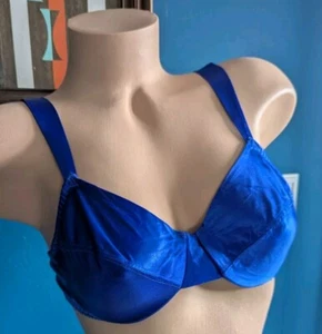 90s Vtg "Delicates" Second Skin Satin Unlined Satin Bra 34B Blue ๐ JCPenney - Picture 1 of 10