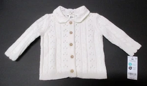 NEW NWT INFANT GIRLS BABY G'GOSH OFF WHITE CARDIGAN SWEATER SIZE 3 MONTHS - Picture 1 of 4