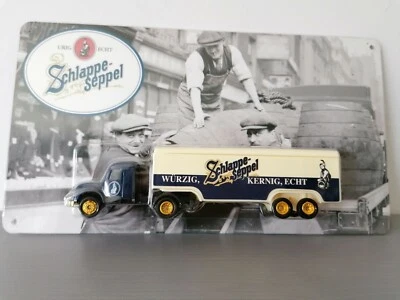 Schlappe-Seppel Modell LKW Truck Sammeltruck OVP Werbetruck inkl. Metallschild - Bild 1 von 4