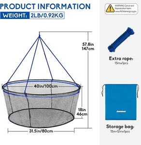 Fishing Net Trap for Crayfish Crab Bait Minnow Shrimp Foldable Fish Crawdad Lobs - Picture 1 of 7