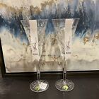 WATERFORD Crystal Wedding Toasting Flute Pair Hearts Love(NO BOX)💖