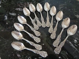 12 TEA SPOON REED&BARTON WITH H "HEAVY" FRANCIS I STERLING SILVER FLATWARE SET   - Picture 1 of 12