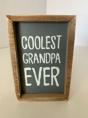 Grandpa Gift - Coolest Grandpa Ever - Wooden Box Sign- Primitives By Kathy - NEW - Image 1 of 4
