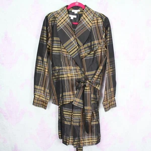 Pendleton Petites 18 18P Black Gold Plaid Silk A-Line Dress Wrap Blazer 2 Pc Set - Picture 1 of 4