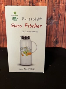 68 Ounces Glass Pitcher with Lid, Hot/Cold Water Carafe, Juice Jar and Iced Tea - Picture 1 of 3