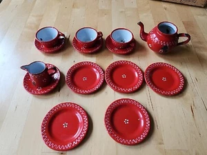 VTG German Waechtersbach Red Tea set and desert dishes 14 pieces. Small - Picture 1 of 19