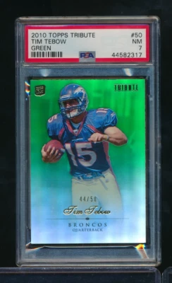 2010 Topps Tribute #50 Tim Tebow RC  Green version /50 PSA 7 looks better - Image 1 of 2