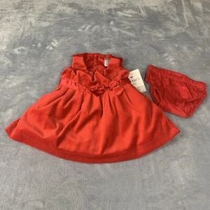 Vestido Carter’s Bebé Niña Terciopelo con Cubierta de Pañal 3 Meses Boda Vacaciones Rojo - Imagen 1 de 14