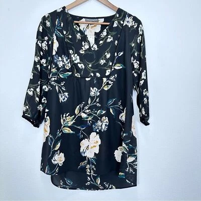 A Pea in The Pod Size M NWT Black Floral Popover Blouse Career Office Casual - Image 1 of 4