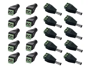 10 Male and 10 Female 12v DC Power Jack Adapter Connector for Led Strip CCTV ... - Picture 1 of 7