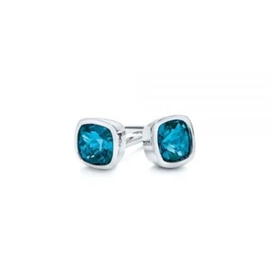 10K White Gold Natural London Blue Topaz Gemstone Women Stud Earrings - Picture 1 of 3