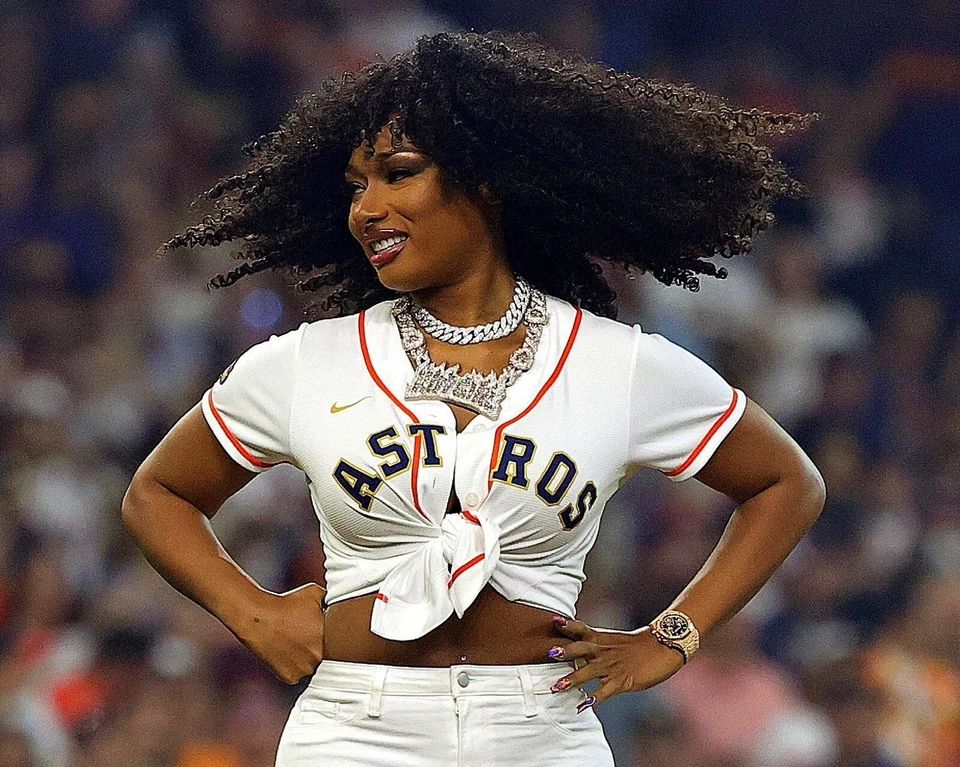 8x10 Photo MEGAN THEE STALLION Houston Astros World Series Champions 1st Pitch - Image 1 of 1
